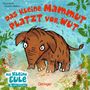 Titel: "Das kleine Mammut platzt vor Wut". 

Illustration: Ein wütendes kleines Mammut umgeben von Pflanzen.