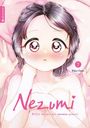 „Nezumi“, „Willst du mit mir morden gehen?“. Ein Manga-Cover mit Charakter mit großen Augen und rosa Hintergrund.