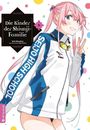 Text: „Die Kinder der Shiunji-Familie“, „SEITO HIGH SCHOOL“. Illustration eines Mädchens mit rosa Haaren in Sportjacke.