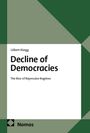 „Gilbert Rüegg: Decline of Democracies. The Rise of Repressive Regimes“, grünes geometrisches Muster, Nomos-Logo.
