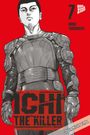 "ICHI THE KILLER", "HIDEO YAMAMOTO", "7", "manga cult", "COVER NICHT FINAL". Ein gezeichneter Mann in Rüstung auf rotem Hintergrund.