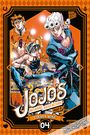 Auf einem Cover steht: "JOJO'S BIZARRE ADVENTURE PART 5 GOLDEN WIND 04". Es zeigt drei stilisierte Figuren.