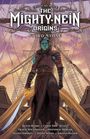 Titel: "The Mighty Nein: Origins – Fjord Stone". Eine blauhäutige Figur in Rüstung auf einem Schiff mit Segeln im Hintergrund.
