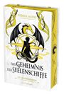 „Robin Hobb: Das Geheimnis der Seelenschiffe“ steht oben. Darunter Silhouette einer Person vor einem Drachen und Schiffsruder.