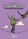 "Friedrich Nietzsche: Philosophische Einstiege" steht oben. Illustration: Nietzsche balanciert mit einem Adler auf einem Seil.
