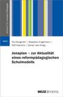 „Jenaplan – zur Aktualität eines reformpädagogischen Schulmodells“, Band 1. Graue und bunte Streifen im Hintergrund.