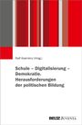 "Schule – Digitalisierung – Demokratie. Herausforderungen der politischen Bildung." Oben rote und graue Balken.