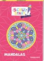 „SCHULSTART mini“, „MANDALAS“, Mandala-Illustration auf pinkem Hintergrund mit weißen Linien.