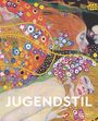 "JUGENDSTIL" in Weiß auf farbenfroher, floraler Illustration mit Gesichtern und Ornamente. Unten rechts ein kleines Logo.