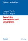 "Grundzüge der Handels- und Steuerbilanz" in roter Schrift, Autoren oben. Blaue und weiße Gestaltung, Verlagsname unten.
