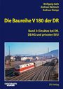 Buchtitel: Die Baureihe V180 der DR. Band 2: Einsätze bei DR, DB AG und privaten EVU. Namen: Wolfgang Dath, Andreas Räntzsch, Andreas Stange. Unten: Eisenbahn Kurier, EK-Verlag. Foto eines roten Zuges.