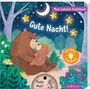 „Gute Nacht! Mein liebstes Pustebuch“ zeigt Bären vor einem nächtlichen Wald. „Puste mal!“ steht neben einer Maus.