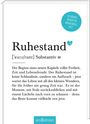 "Ruhestand" mit Definition und positivem Zitat über den Ruhestand. Ein türkiser Kreis mit der Aufschrift: 50 Gründe. Logo unten.