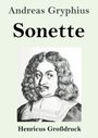 "Sonette" von Andreas Gryphius. Porträt eines Mannes mit lockigem Haar. Text: "Henricus Großdruck".