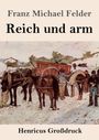 "Franz Michael Felder, Reich und arm, Henricus Großdruck." Dorfszene: Menschen, Pferde, Wagen. Malerei.