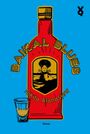 „Baikal Blues“ und „Nikita Afanasjew“ auf einer roten Flasche, daneben ein Glas.