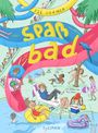 „Spaßbad“, „Fee Krämer“, „mit Bildern von Tine Schulz“. Bunte Wasserpark-Szene mit Rutschen, Palmen und spielenden Menschen.