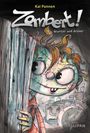 "Zombert! drunter und drüber" von Kai Pannen. Ein Comic-ähnlicher Junge schaut neugierig hinter einem Vorhang hervor.