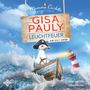 „Mamma Carlotta ermittelt - Gisa Pauly - Leuchtfeuer - Ein Sylt-Krimi“; Möwe mit Piratenhut im Boot vor Leuchtturm, stürmische See.