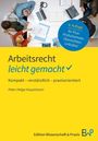 "Arbeitsrecht leicht gemacht", 9. Auflage, blau-gelbes Design, Menschen besprechen am Tisch. Autor: Peter-Helge Hauptmann.