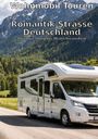 "Wohnmobil Touren - Romantik Strasse Deutschland. Von Würzburg bis Neuschwanstein." Ein Wohnmobil vor Alpenpanorama.