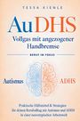 Titel: "AuDHS: Vollgas mit angezogener Handbremse". Illustration eines Gehirns; links "Autismus", rechts "ADHS".