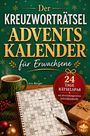 "Der Kreuzworträtsel Adventskalender für Erwachsene. 24 Tage Rätselspaß." Kreuzworträtsel, Tasse, Notizblock, Kerzen.