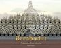 "Borobudur. Naissance d'un univers. Peter Cirtek." Architekturzeichnung einer monumentalen Stufenpyramide.
