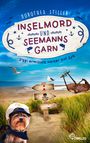 „Inselmord und Seemannsgarn“, „Siggi ermittelt weiter auf Sylt“. Ein Hund mit Mütze vor einem Strand mit Schildern und Möwen.