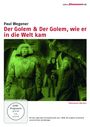 "Der Golem & Der Golem, wie er in die Welt kam" und "Paul Wegener". Grüne Filmszene mit Figuren in einem steinernen Raum.