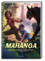 Text: "MAHANGA", "GEFAHR ZWISCHEN ZWEI WELTEN", "ANDREAS SCHLÜTER". Illustration: zwei Kinder mit einem Panther in einem dschungelartigen Setting.
