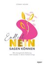 Text: "CONNY HEUER. Endlich NEIN sagen können. Wie energetische Ablösung dich messbar in deine Freiheit bringt." Farbenfrohes, abstraktes Design mit Blättern.