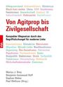 Text: "Von Agitprop bis Zivilgesellschaft. Kompakter Wegweiser für moderne Linke." 
Weiße Oberfläche mit rotem und schwarzem Text.