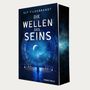 „Die Wellen des Seins“ von Ulf Fildebrandt. Science-Fiction-Cover mit futuristischer Stadt, Person und Planeten.