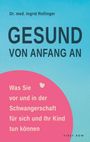 Titel: "GESUND VON ANFANG AN". Text: Tipps für die Schwangerschaft. Hintergrund: Blau, rosa Bereich mit Herz.