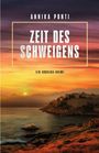 „Annika Ponti“, „Zeit des Schweigens“, „Ein Korsika-Krimi“. Küstenlandschaft bei Sonnenuntergang, Stadt auf Klippe.