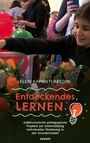 Text: "ELENI KAPNISTI-ABEDINI Entdeckendes LERNEN". Fröhliche Kinder und Erwachsene mit bunten Luftballons und Blumen.