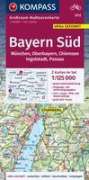 : KOMPASS Großraum-Radtourenkarte 3712 Bayern Süd, Oberbayern, Chiemsee, Ingolstadt, Passau, München 1:125.000, KRT