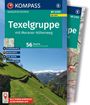 "WANDERFÜHRER Texelgruppe mit Meraner Höhenweg. 56 Touren. Kompass-Logo. Berglandschaft mit grünem Hügel."