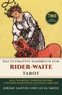„Das ultimative Handbuch zum Rider-Waite Tarot“ zeigt eine Illustration mit einer Person, die einen Löwen hält.