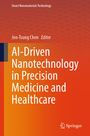 Ein Buchcover mit dem Titel "AI-Driven Nanotechnology in Precision Medicine and Healthcare". Oben steht "Smart Nanomaterials Technology", der Herausgeber ist Jen-Tsung Chen. Unten rechts ist das Springer-Logo. Das Design ist orange und gelb mit einem sechseckigen Muster.