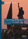 Titel: "A Genealogy of Populism" von Brian Charles. Silhouette einer jubelnden Menge, Person hebt die Faust im Vordergrund.