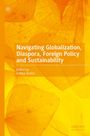 Text: "Navigating Globalization, Diaspora, Foreign Policy and Sustainability. Edited by Aditya Anshu." Hintergrund: Gelbe Blätter.