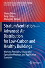 Text auf dem Cover über Stratumventilation für kohlenstoffarme, gesunde Gebäude. Bunte, geschwungene Hintergrundlinien.