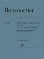 Boismortier, Opus 66 für zwei Violoncelli (Fagotte). G. Henle Verlag. Urtext. 1715. Blaues Cover mit schlichtem Design.