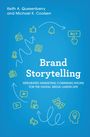 "Brand Storytelling. Integrated Marketing Communications for the Digital Media Landscape." Blauer Hintergrund, gelbe Symbole.