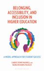 "Belonging, Accessibility, and Inclusion in Higher Education", bunte Silhouetten von Gesichtern im Profil übereinander.