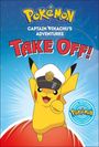 „Pokémon Captain Pikachu's Adventures: Take Off!“ Ein fröhliches Pikachu in einer Kapitänsmütze springt nach vorne.