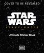 „Cover to be revealed. Star Wars: Starfighter, Ultimate Sticker Book.“ Hintergrund: Sternenhimmel, unten DK-Logo.