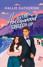 „Hallie Katherine, The Hollywood Switch-Up“. Illustration von zwei Personen am Strand mit Hollywood-Hügeln und Stadt im Hintergrund.